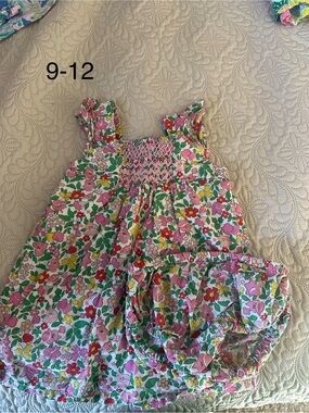 Mini Boden Pink Floral Sundress with Green and Yellow Accents